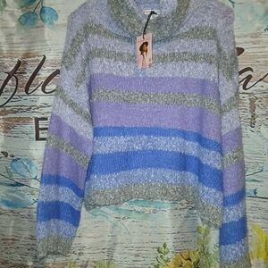 Sincerely Jules Multicolor Striped Cowl Sweater